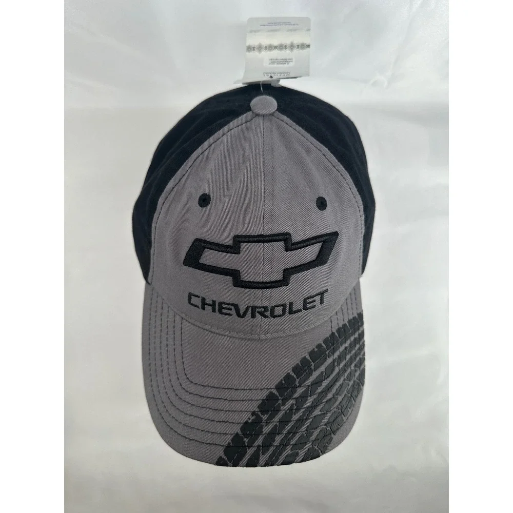 Chevrolet Baseball Cap Mens OSFM Grey Black GM Licensed Tire Tread Logo Hat
